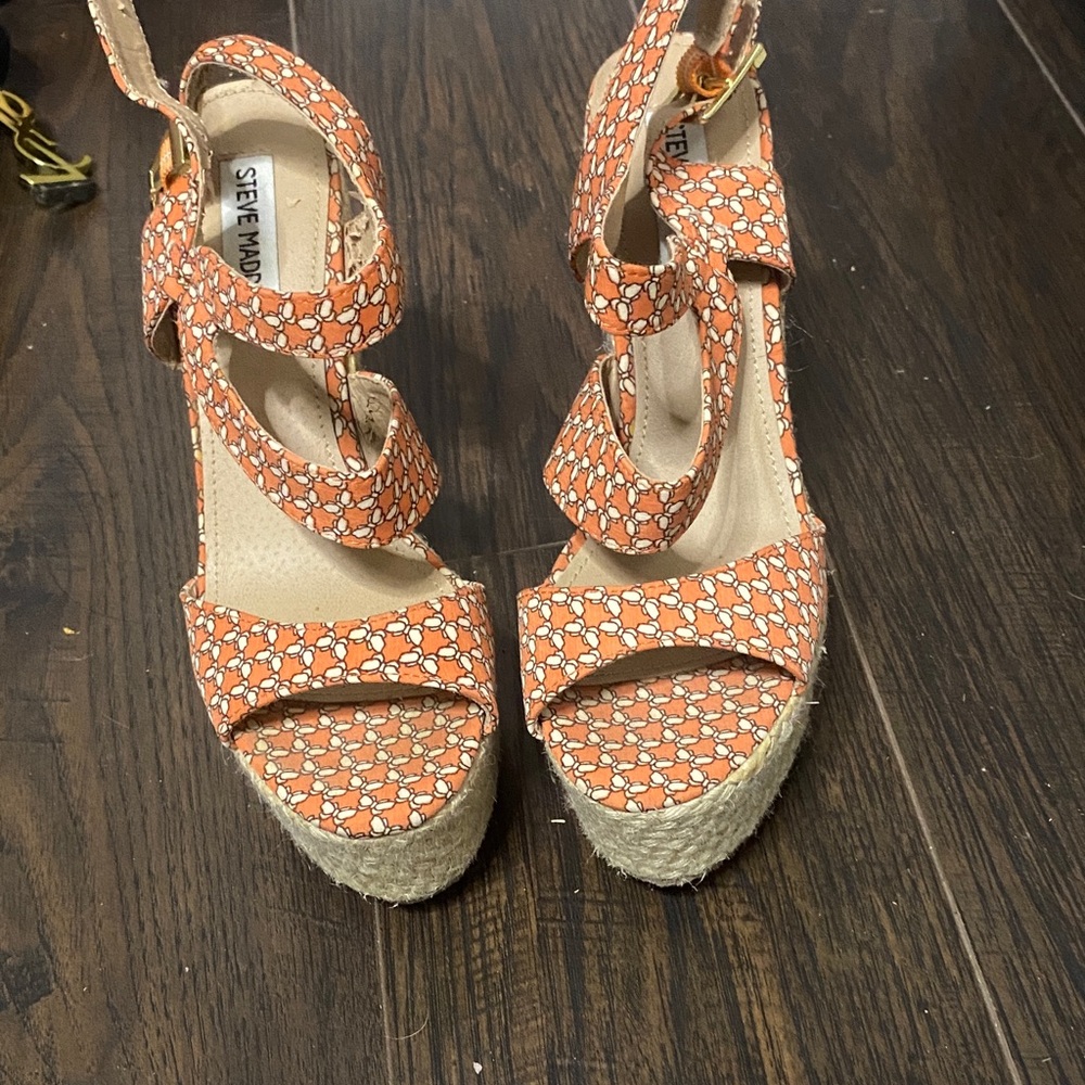 Steve Madden Floral Orange Espadrille Wedges